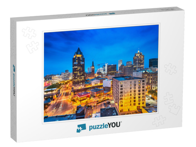 Milwaukee, Wisconsin, USA Downtown Cityscape At Night... Jigsaw Puzzle