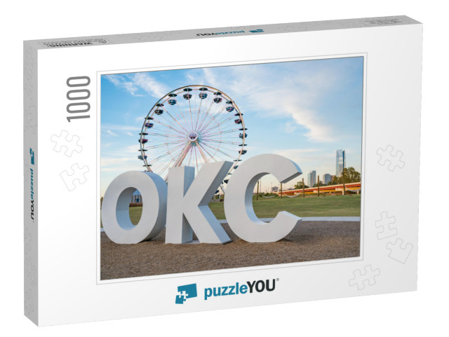 Skyline of Oklahoma City, Ok with Okc Sign & Ferris Wheel... Jigsaw Puzzle with 1000 pieces