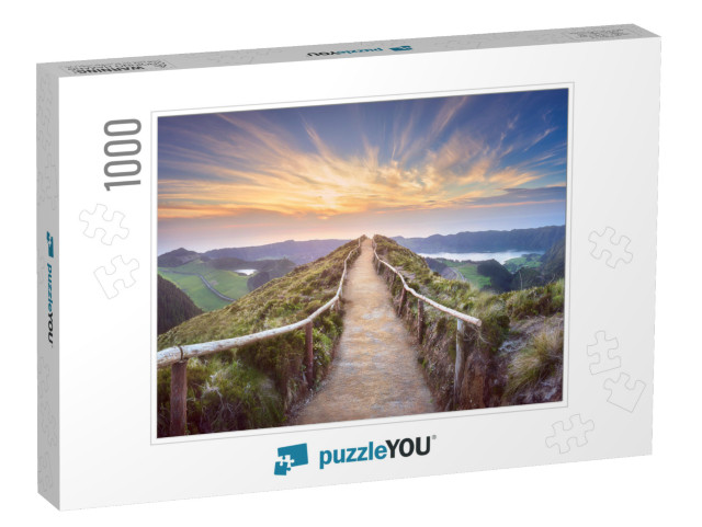 Mountain Landscape with Hiking Trail & View of Beautiful... Jigsaw Puzzle with 1000 pieces