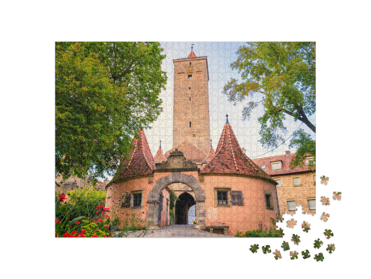 The Burgtor Castle Gate in Rothenburg Ob Der Tauber. Germ... Jigsaw Puzzle with 1000 pieces