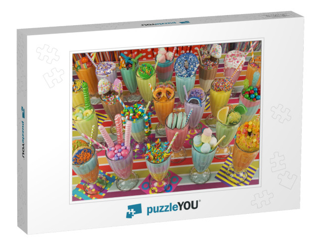 Colorful Fancy Milkshakes Photo Collage Jigsaw Puzzle