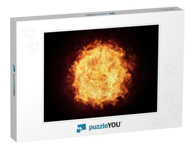 Fire Ball with Free Space for Text. Isolated on Black Bac... Jigsaw Puzzle