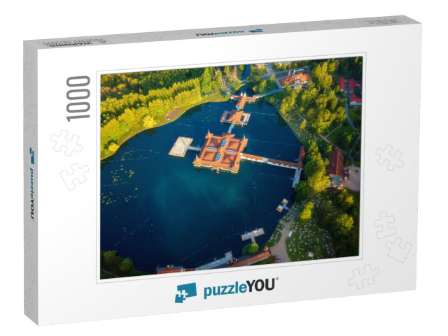 Aerial View of the Famous Lake Heviz in Hungary & the Lar... Jigsaw Puzzle with 1000 pieces