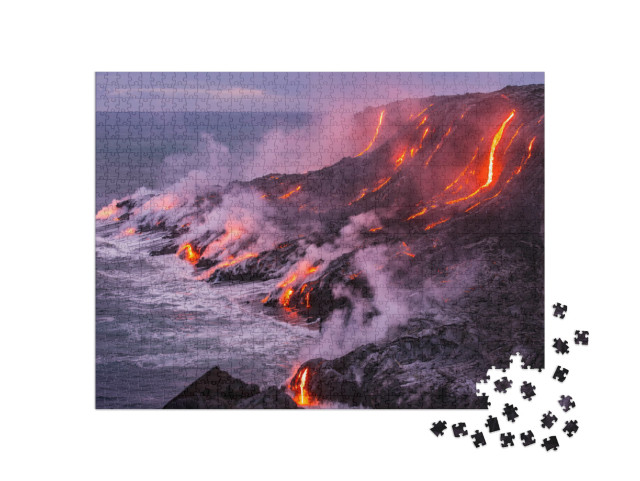 Lava is Entering the Ocean with Many Small Flows... Jigsaw Puzzle with 1000 pieces