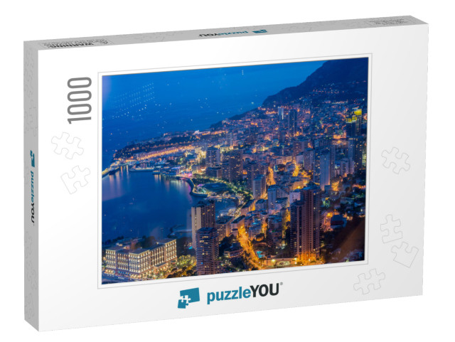 Night View of Monaco from Mountain... Jigsaw Puzzle with 1000 pieces