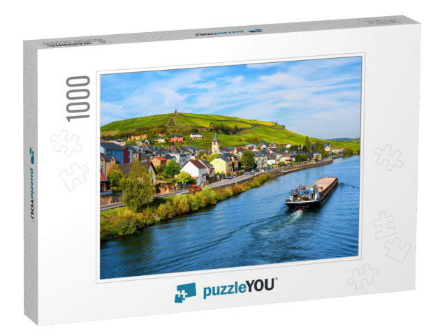 Moselle River by Wormeldange, Luxembourg Country, with Vi... Jigsaw Puzzle with 1000 pieces