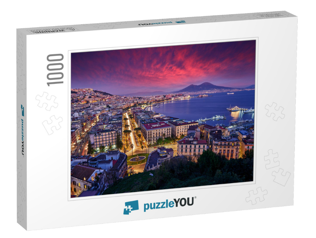 Naples, Twilight Evening Pink Violet Sunset. Town Napoli... Jigsaw Puzzle with 1000 pieces