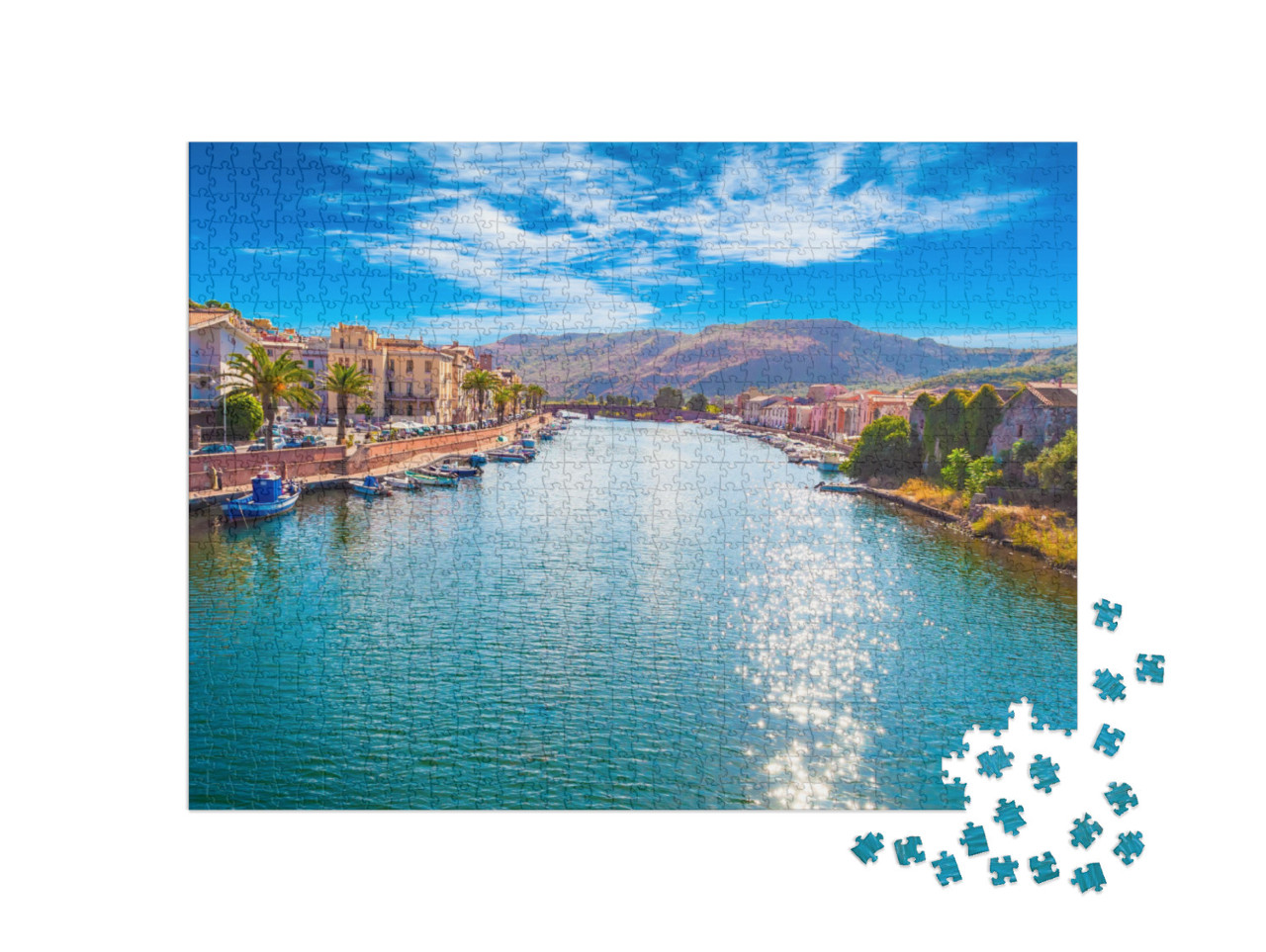 Old Village of Bosa on the River Temo, in Sardinia, in a... Jigsaw Puzzle with 1000 pieces