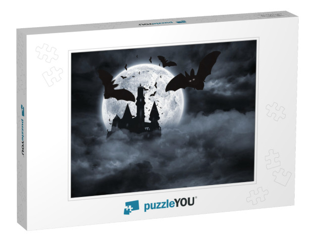 Digitally Generated Bats Flying from Dracula's Castle... Jigsaw Puzzle