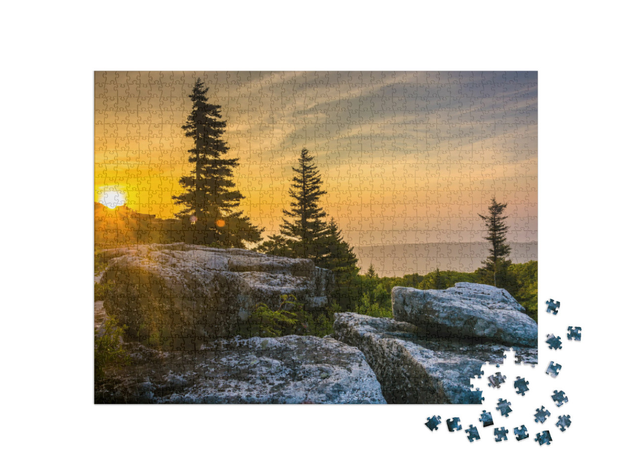 Sunrise At Bear Rocks Preserve, in Dolly Sods Wilderness... Jigsaw Puzzle with 1000 pieces