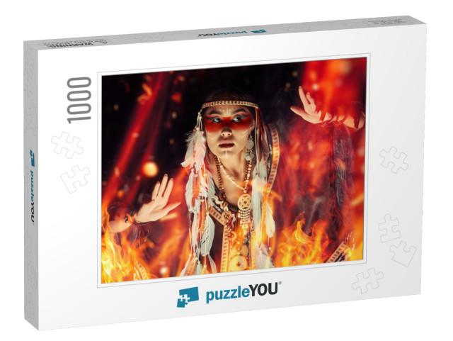 Portrait of a Native Girl in Traditional Cultural Attire Jigsaw Puzzle with 1000 pieces