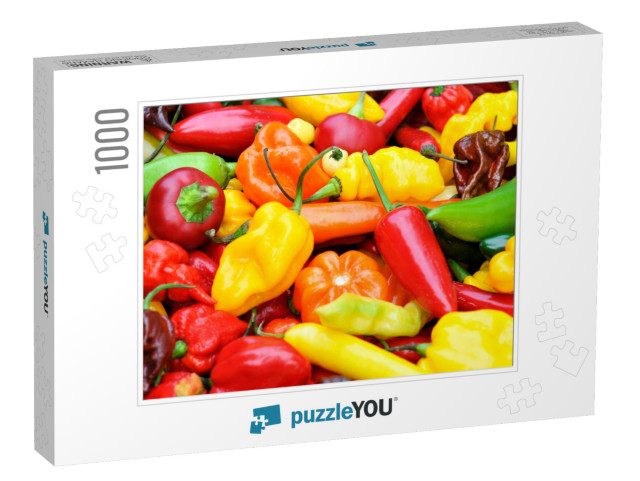 A Colorful Mix of the Freshest & Hottest Chili Peppers... Jigsaw Puzzle with 1000 pieces