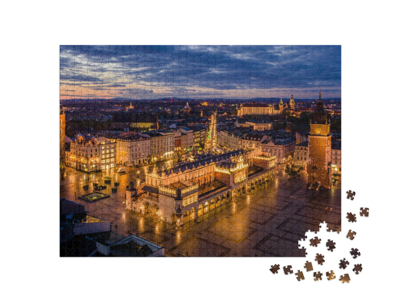 Main Square in Cracow, Poland... Jigsaw Puzzle with 1000 pieces