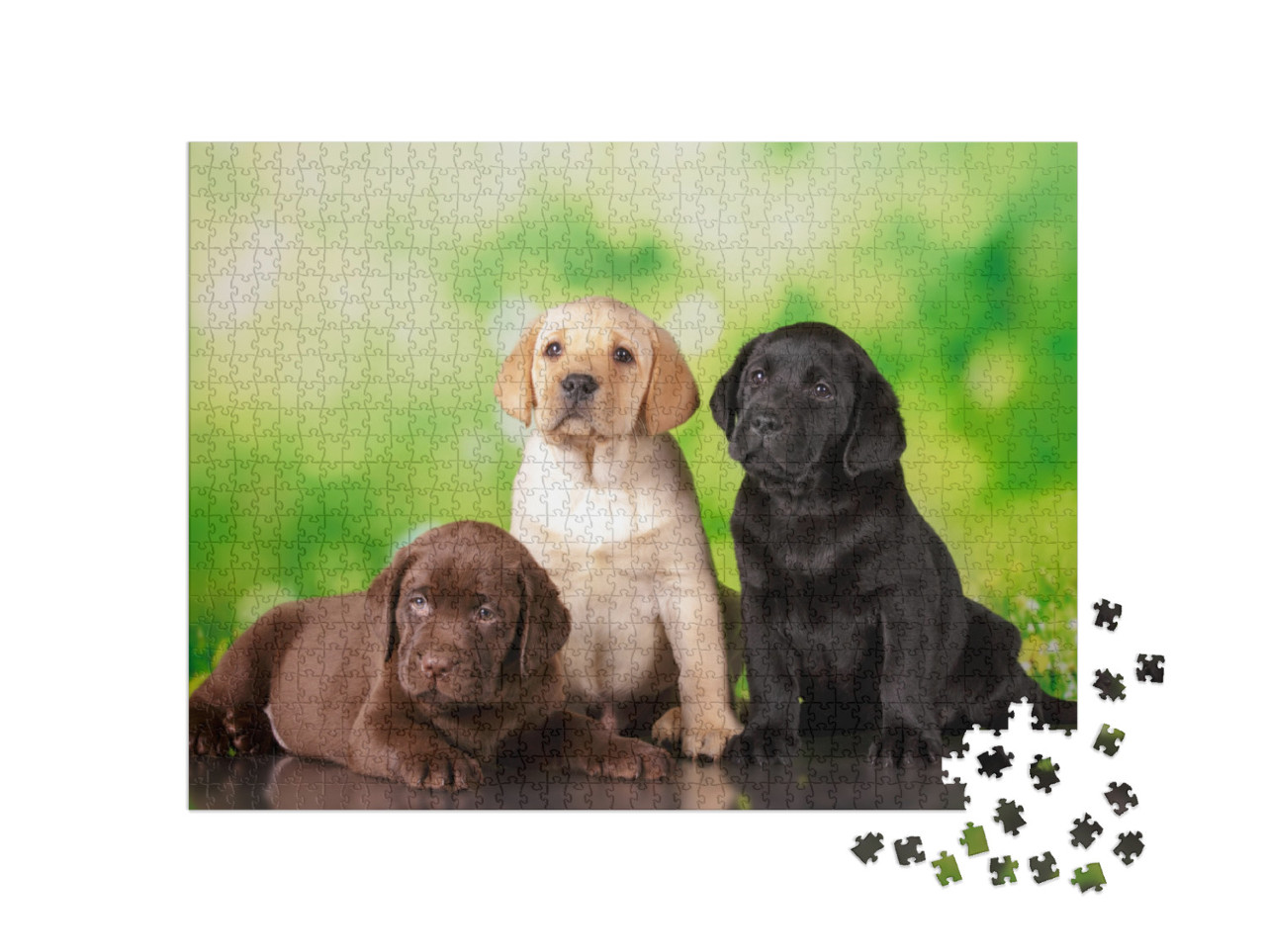 Labrador Three Color Puppies Black Brown & Yellow Togethe... Jigsaw Puzzle with 1000 pieces