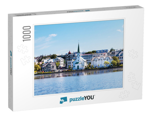 Reykjavik, Iceland City Scape - Lake Quay in City Center... Jigsaw Puzzle with 1000 pieces