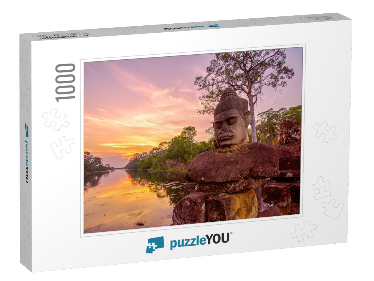 Ancient Statues Outside South Gate of Angkor Thom At Suns... Jigsaw Puzzle with 1000 pieces