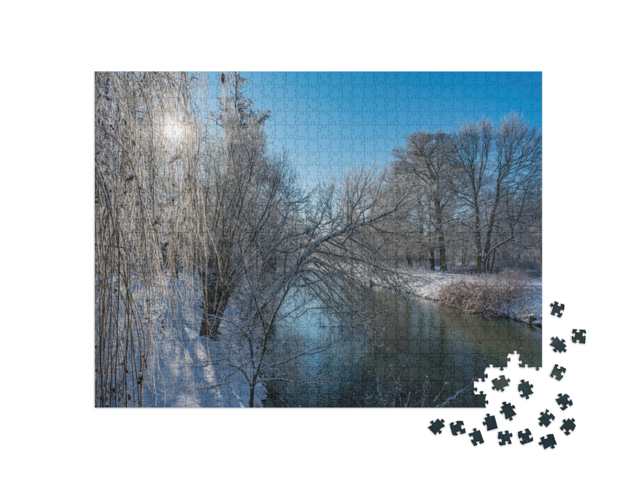 A Sunny Winter Day by the River Spree in Cottbus, Branden... Jigsaw Puzzle with 1000 pieces