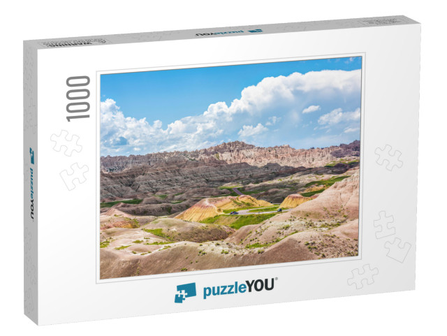 Landscape View of Badlands National Park with Green Plant... Jigsaw Puzzle with 1000 pieces