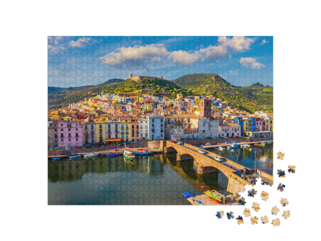 Aerial View of the Beautiful Village of Bosa with Colored... Jigsaw Puzzle with 1000 pieces