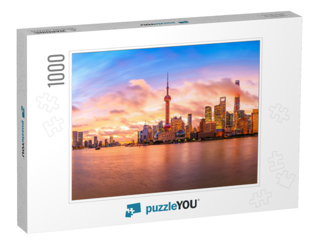 Sunset Architectural Landscape & Skyline in Shanghai... Jigsaw Puzzle with 1000 pieces