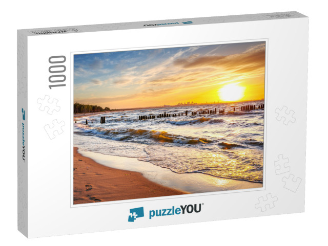 Sunset on the Beach At Baltic Sea in Poland... Jigsaw Puzzle with 1000 pieces