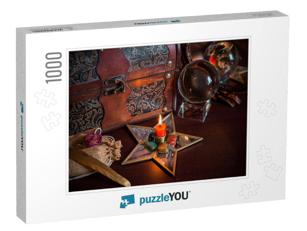 A Fortune Teller, Witch Stuff on a Table, Candles & Fortu... Jigsaw Puzzle with 1000 pieces