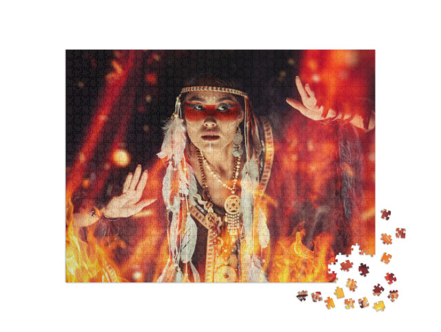 Portrait of a Native Girl in Traditional Cultural Attire Jigsaw Puzzle with 1000 pieces