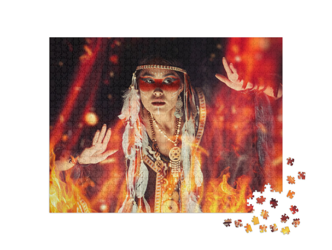 Portrait of a Native Girl in Traditional Cultural Attire Jigsaw Puzzle with 1000 pieces