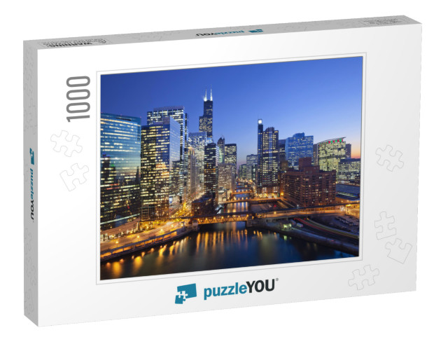 City of Chicago. Image of Chicago Downtown & Chicago Rive... Jigsaw Puzzle with 1000 pieces