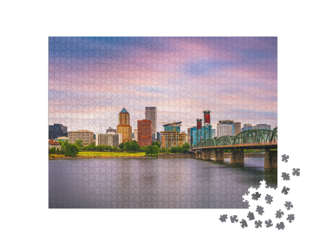 Portland, Oregon, USA Skyline At Dusk on the Willamette Ri... Jigsaw Puzzle with 1000 pieces