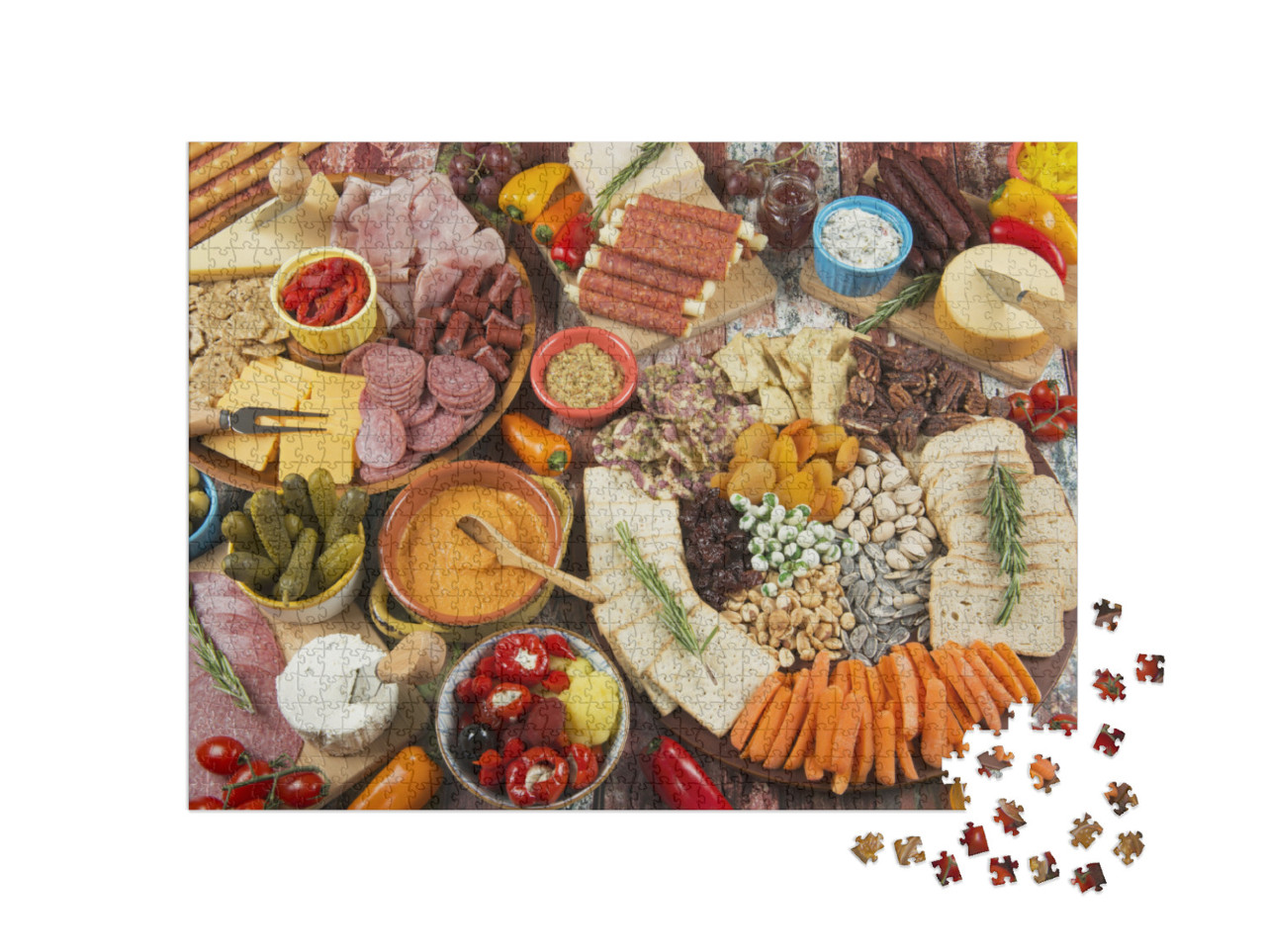 Assortment of Charcuterie Boards Photo Collage Jigsaw Puzzle with 1000 pieces