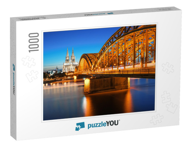 Cathedral & Hohenzollern Bridge - Cologne/Koeln, Germany... Jigsaw Puzzle with 1000 pieces