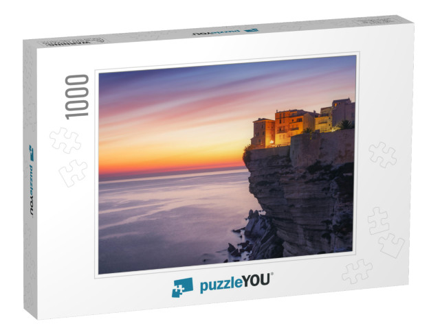 Sunset Over the Town of Bonifacio, Corsica Island, France... Jigsaw Puzzle with 1000 pieces