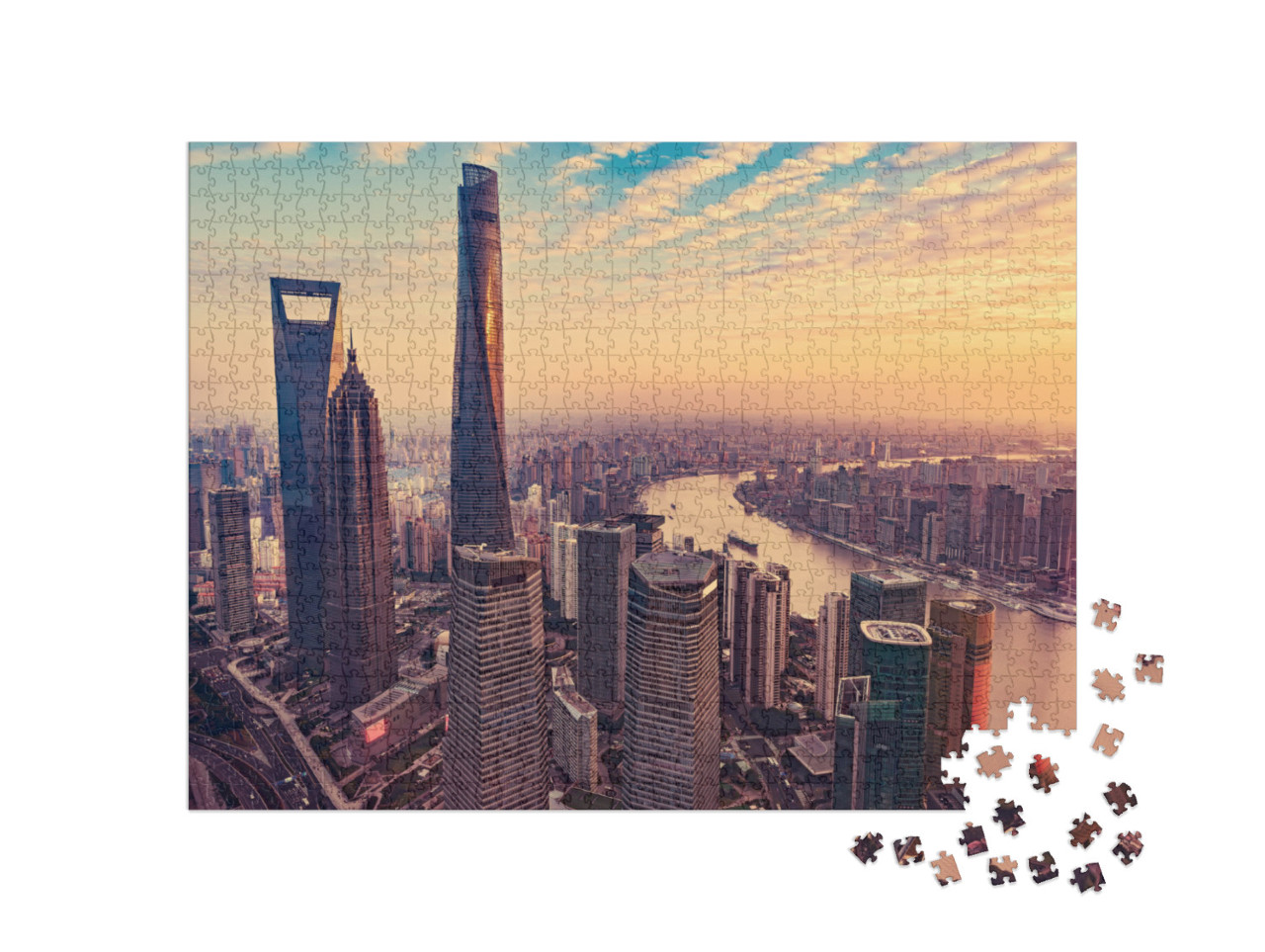 Aerial View of Shanghai City... Jigsaw Puzzle with 1000 pieces