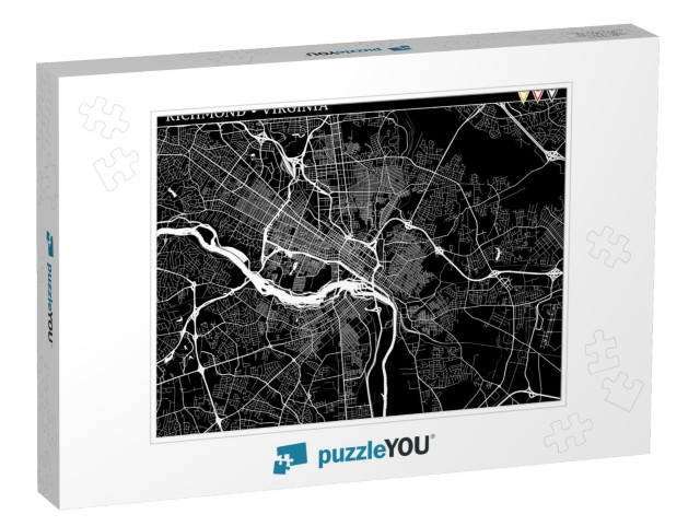 Simple Map of Richmond, Virginia, Usa. Black & White Vers... Jigsaw Puzzle