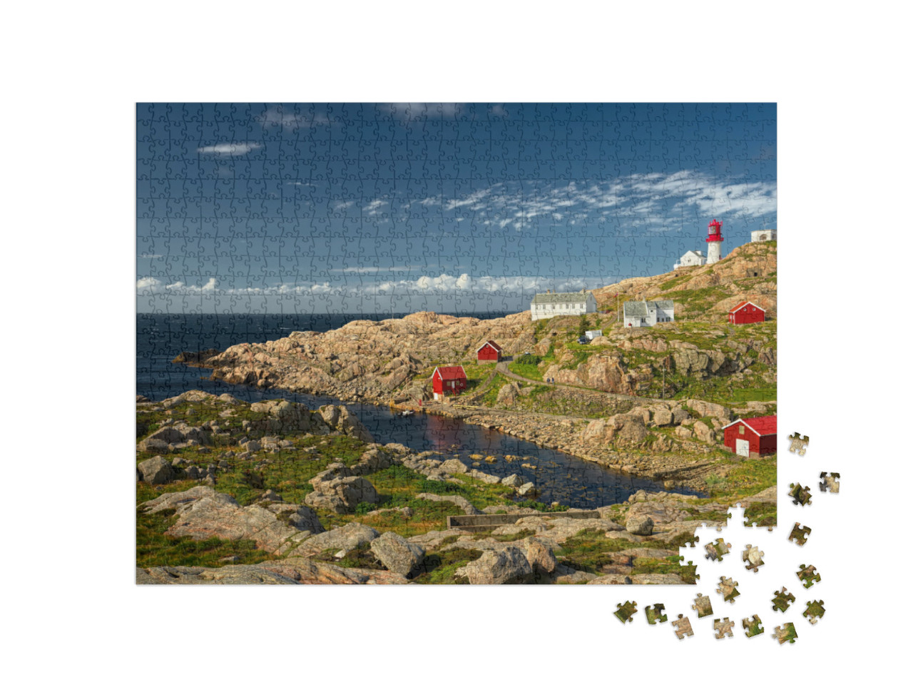 Beautiful Lighthouse on the Edge of Rocky Sea Coast, Sout... Jigsaw Puzzle with 1000 pieces