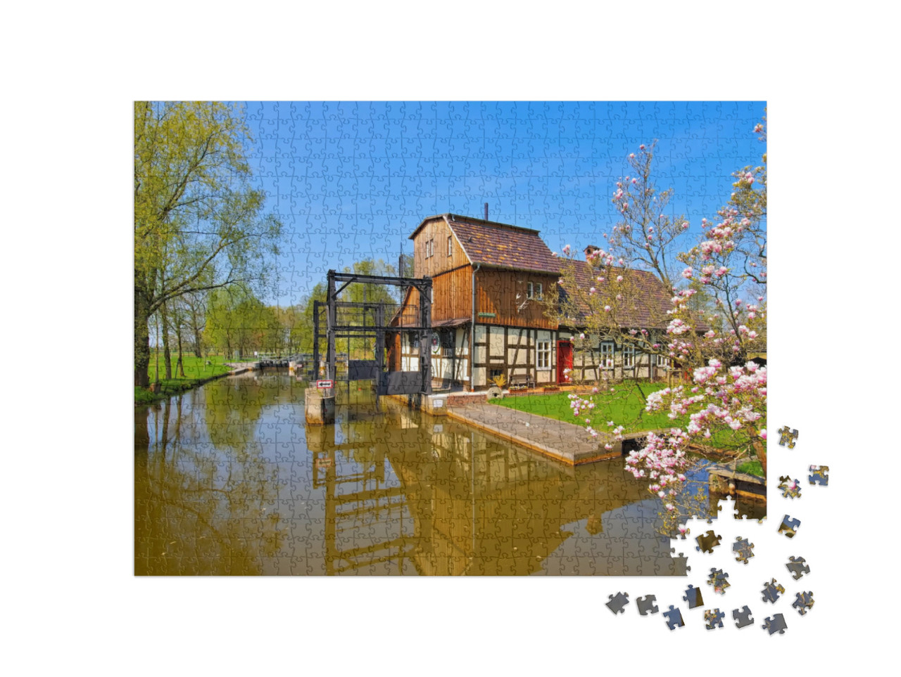 Raddusch Mill, Spree Forest in Spring, Brandenburg... Jigsaw Puzzle with 1000 pieces