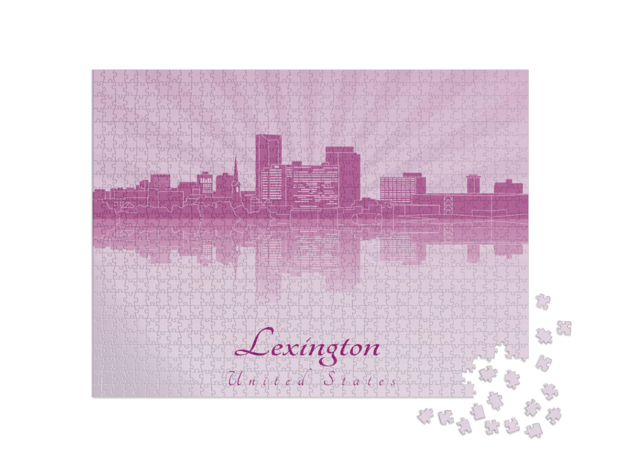 Lexington Skyline in Purple Radiant Orchid in Editable Ve... Jigsaw Puzzle with 1000 pieces