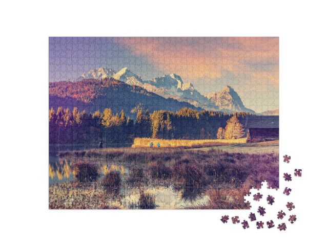 Wonderful Alpine Sunny Morning. View Over Geroldsee, Wage... Jigsaw Puzzle with 1000 pieces