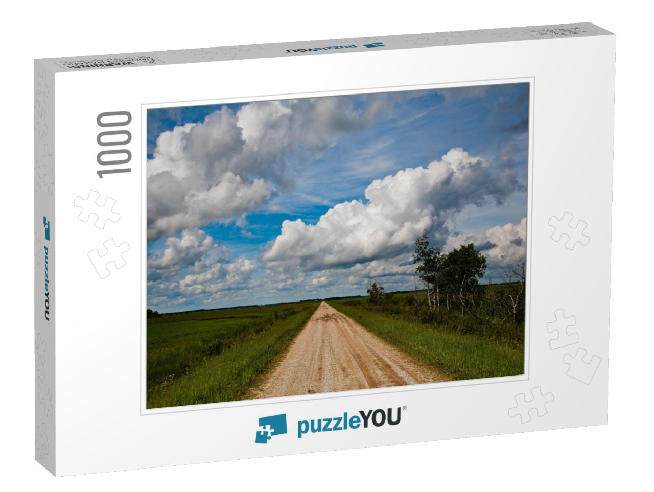 A Country Road in Rural North Dakota, with Large Puffy Wh... Jigsaw Puzzle with 1000 pieces