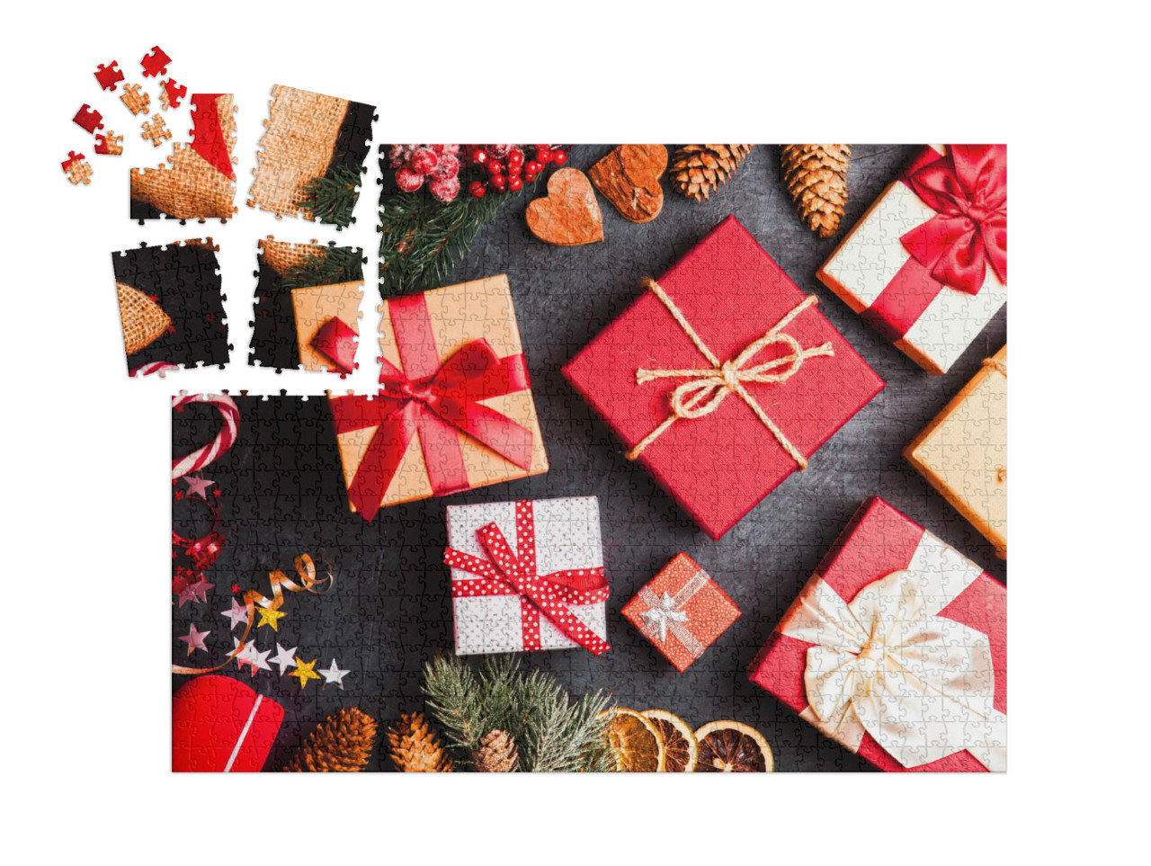 Christmas Presents on Dark Background... | Jigsaw Puzzle Advent Calendar