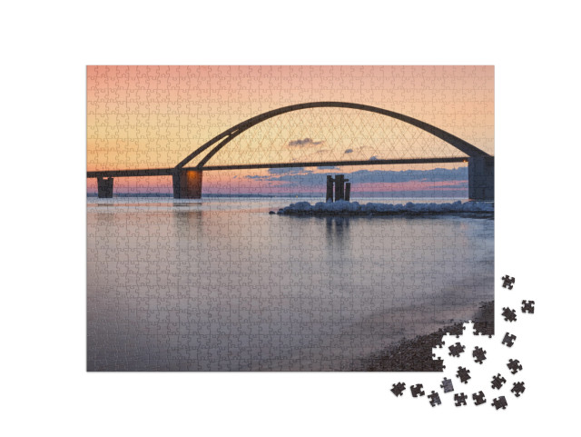 Fehmarn Sound Bridge in Beautiful Sunset... Jigsaw Puzzle with 1000 pieces