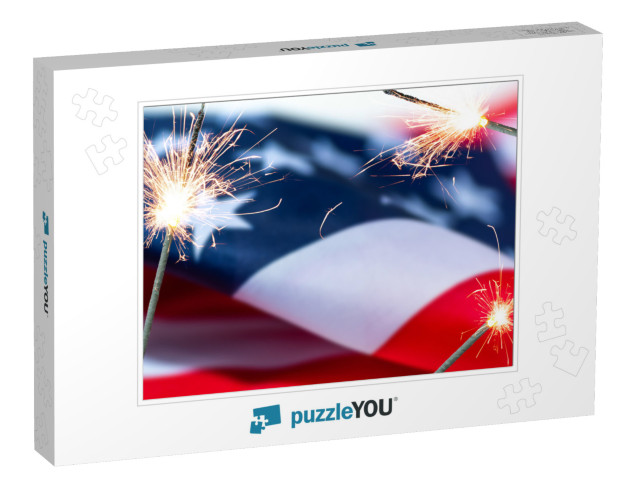 July 4 Independence Day Patriotic Symbols Usa. Nat... Jigsaw Puzzle