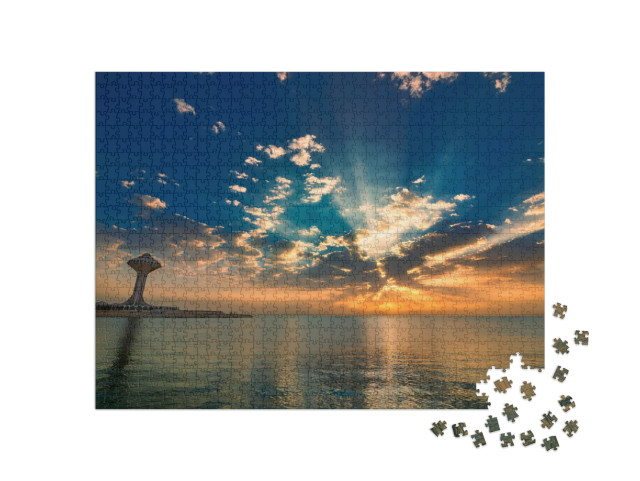 Beautiful Sunrise Rays At Khobar Corniche-Saudi Arabia... Jigsaw Puzzle with 1000 pieces