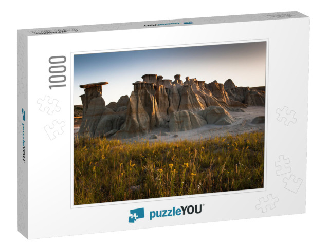 Hoodoos At Theodore Roosevelt National Park At Sunrise, N... Jigsaw Puzzle with 1000 pieces