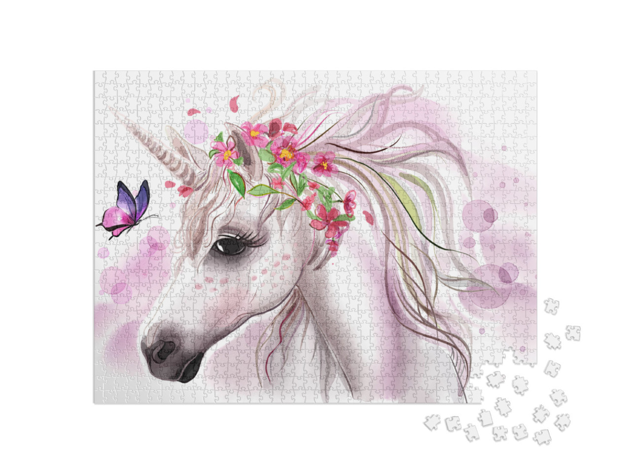 Unicorn Print Unicorn Nursery Wall Art Nursery Print Nurs... Jigsaw Puzzle with 1000 pieces