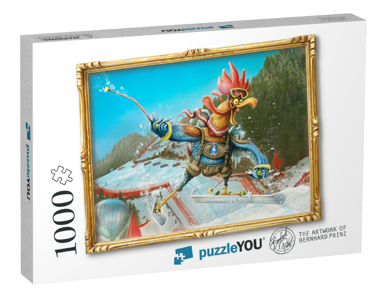 Rooster Downhill Ski Race Jigsaw Puzzle with 1000 pieces