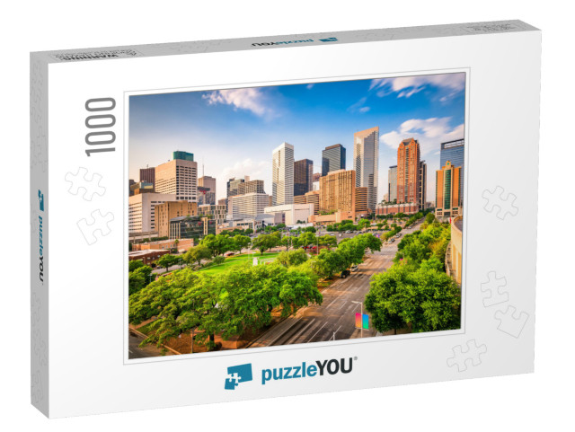 Houston, Texas, USA Downtown City Skyline Over Root Square... Jigsaw Puzzle with 1000 pieces