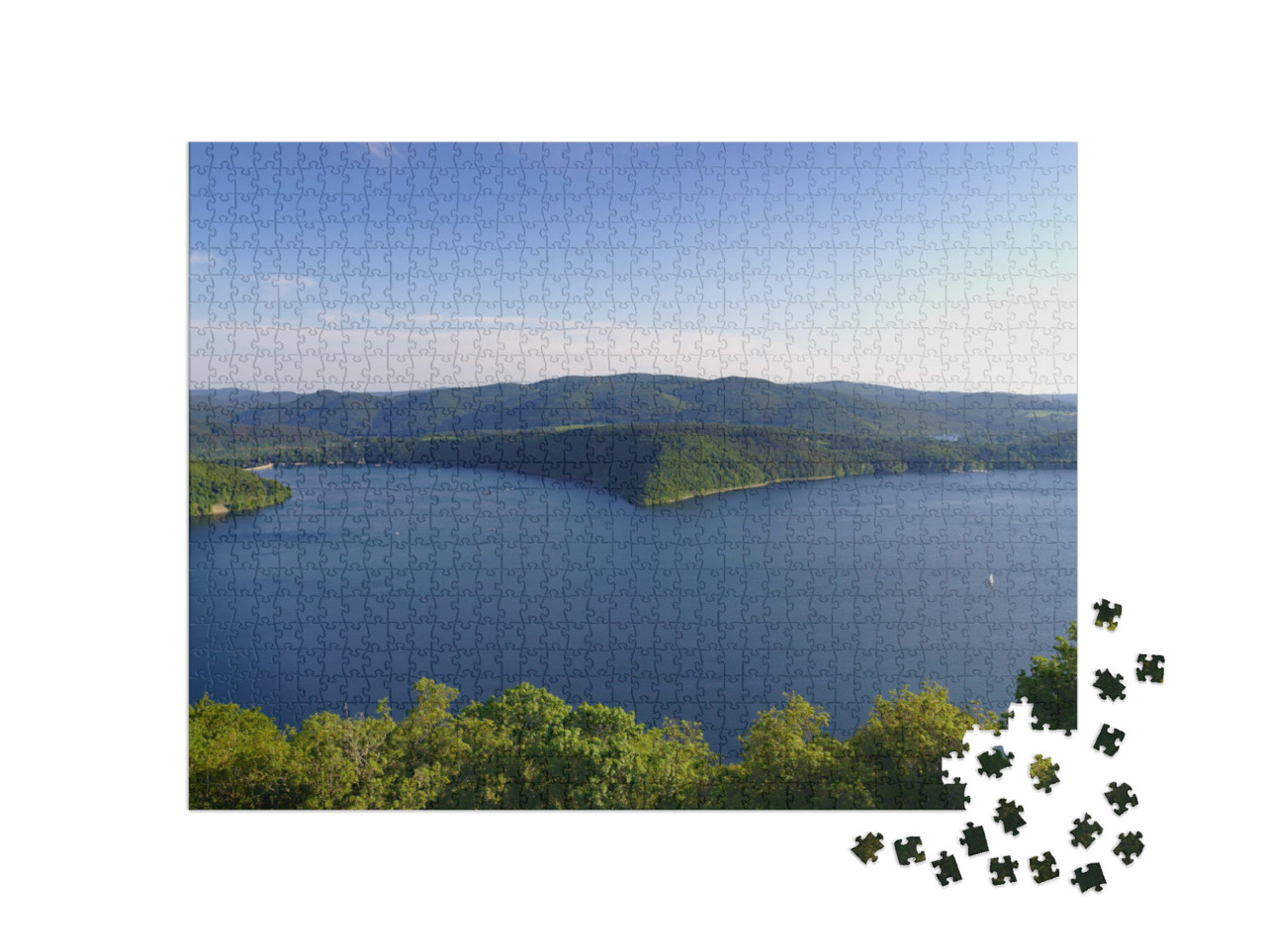 View from Waldeck Castle to Edersee with Forest Backgroun... Jigsaw Puzzle with 1000 pieces