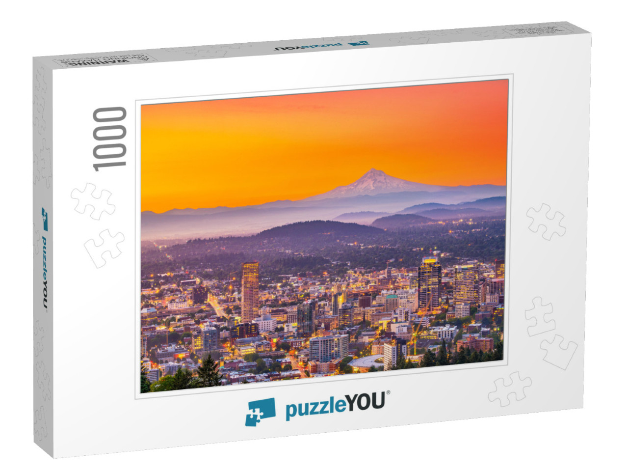 Portland, Oregon, USA Downtown Skyline with Mt. Hood At Da... Jigsaw Puzzle with 1000 pieces